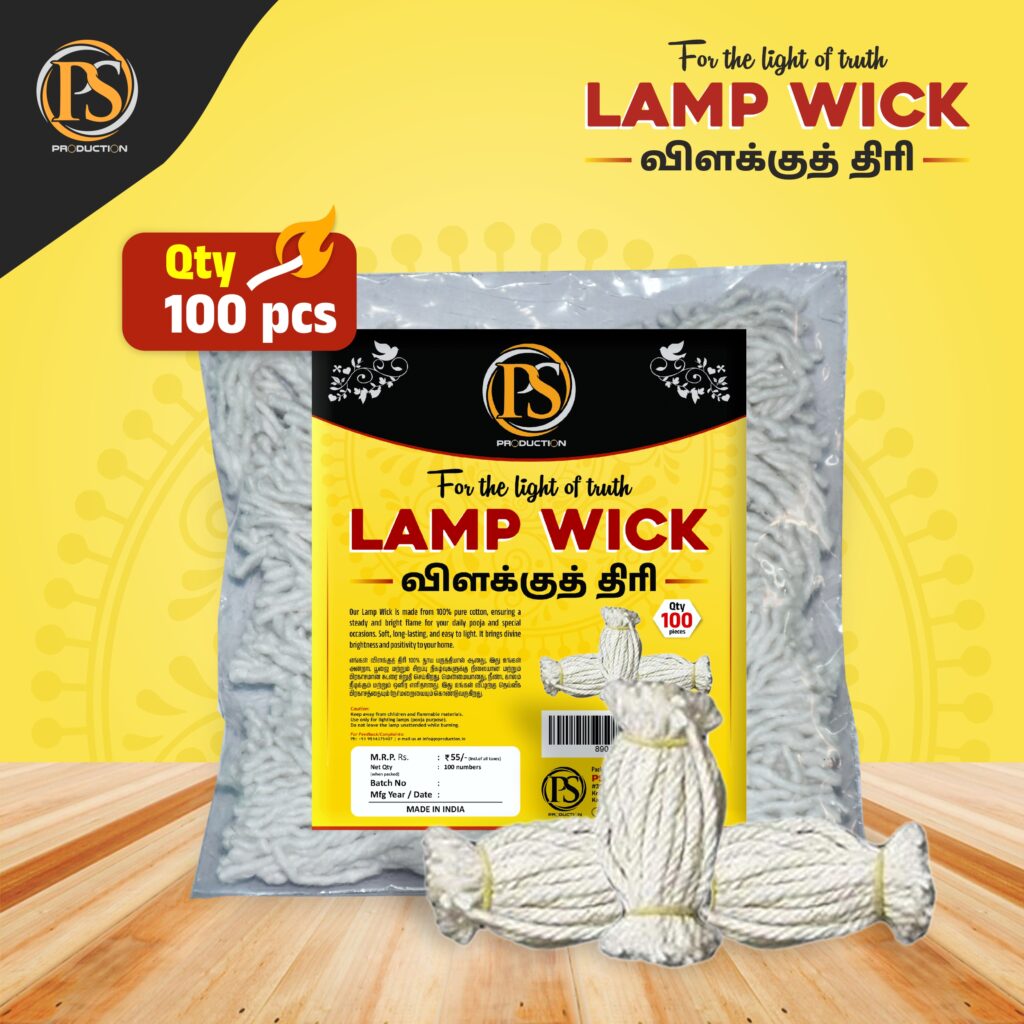 PSP Lamp Wick (100 Qty) – Pure Cotton Vilakku Thiri