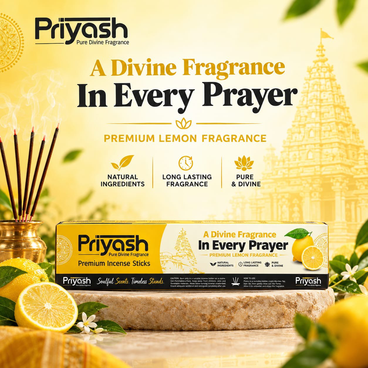 Priyash Premium Lemon Agarbatti (12 Boxes) - Image 3